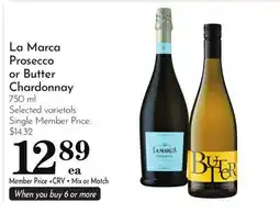 Pavilions La Marca Prosecco or Butter Chardonnay offer