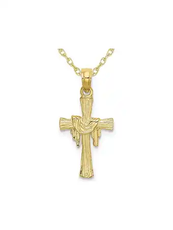 Walmart 10K Yellow Gold Polished Cross with Drape Pendant Necklace with Chain offer