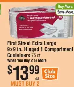 Smart & Final First Street Extra Large 9x9 in. Hinged 1 Compartment Containers 75 ct offer