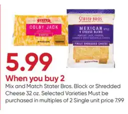 Stater Bros Stater Bros. Block or Shredded Cheese offer