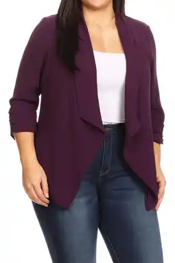 Walmart Moa Collection Women's Plus Size Draped Neck Open Front Loose Fit Solid Cardigan Jacket , Female offer