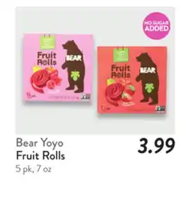 Fresh Thyme Bear Yoyo Fruit Rolls offer