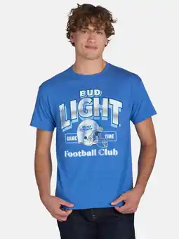 Walmart Bud Light Men's and Big Men’s Football Club Vintage Style Graphic Tee Shirt, Sizes S-3XL offer