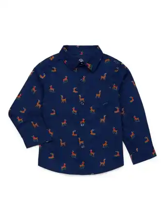 Walmart Wonder Nation Toddler Boys Woven Shirt with Long Sleeves, Sizes 12M-5T offer