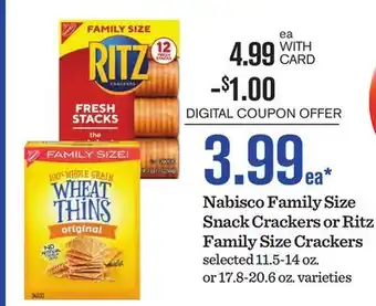 Mariano's Nabisco Family Size Snack Crackers or Ritz Family Size Crackers offer