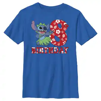 Walmart Boy's Lilo & Stitch 8th Birthday Hula Dance Graphic Tee Royal Blue Small offer