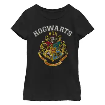 Walmart Girl's Harry Potter Vintage Hogwarts Crest White Graphic T-Shirt offer