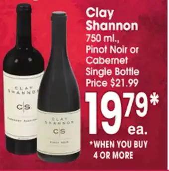 Jewel-Osco Clay Shannon 750 ml., Pinot Noir or Cabernet offer