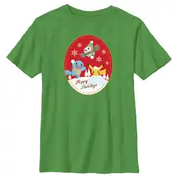 Walmart Boy's Pokemon Christmas Happy Holidays Patch Graphic Tee Kelly Green X Small offer