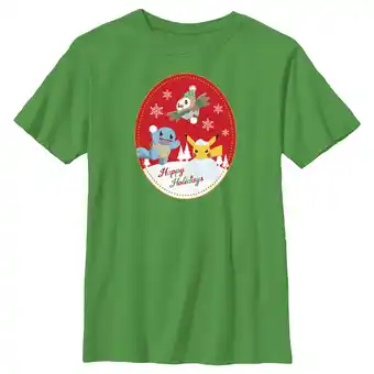 Walmart Boy's Pokemon Christmas Happy Holidays Patch Graphic Tee Kelly Green X Small offer