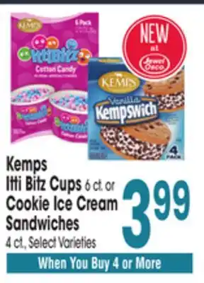 Jewel-Osco Kemps Itti Bitz Cups 6 ct. or Cookie Ice Cream Sandwiches 4 ct offer