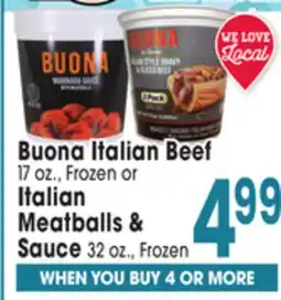 Jewel-Osco Buona Italian Beef 17 oz., or Italian Meatballs & Sauce 32 oz offer