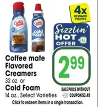 Jewel-Osco Coffee mate Flavored Creamers 32 oz. or Cold Foam 14 oz offer