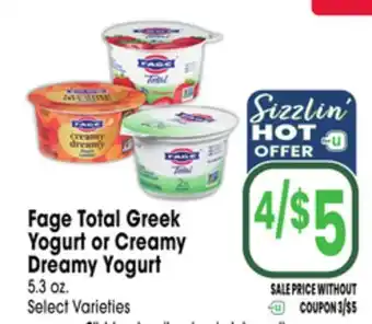 Jewel-Osco Fage Total Greek Yogurt or Creamy Dreamy Yogurt offer