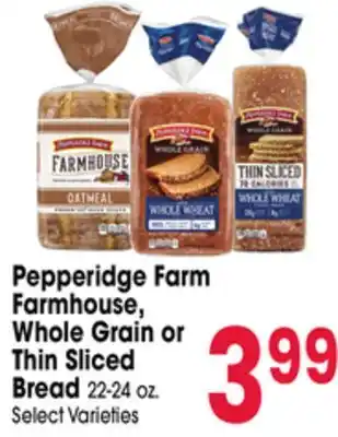 Jewel-Osco Pepperidge Farm Farmhouse, Whole Grain or Thin Sliced Bread offer