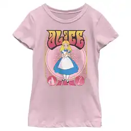 Walmart Girl's Alice in Wonderland Retro All Mad Here Graphic Tee Light Pink Large offer