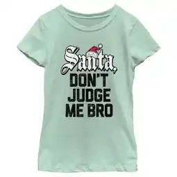 Walmart Girl's Lost Gods Santa Don’t Judge Me Graphic Tee Mint Medium offer