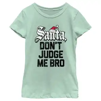 Walmart Girl's Lost Gods Santa Don’t Judge Me Graphic Tee Mint Medium offer