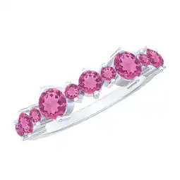 Walmart Pink Tourmaline Wedding Half Eternity Band Ring, 925 Sterling Silver, US 4.00 offer