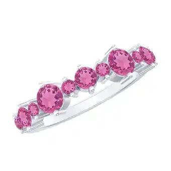 Walmart Pink Tourmaline Wedding Half Eternity Band Ring, 925 Sterling Silver, US 4.00 offer