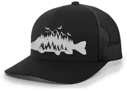 Walmart Heritage Pride Mens Trucker Hat Embroidered Trout Fish Outdoor Hat Baseball Cap-Black/Black offer