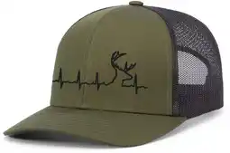 Walmart Heritage Pride Hat Deer Heartbeat Mens Mesh Back Trucker Hat Baseball Cap-Loden/Black offer