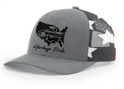 Walmart Heritage Pride Mens Fishing Trout USA Outline Embroidered Mesh Back Trucker Hat-Heather Grey/White offer