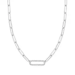 Walmart Ross-Simons 0.40 ct. t.w. CZ Paper Clip Link Necklace in Sterling Silver, Women's, Adult offer