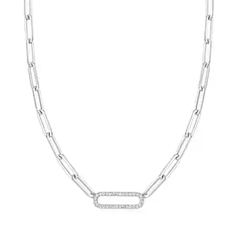 Walmart Ross-Simons 0.40 ct. t.w. CZ Paper Clip Link Necklace in Sterling Silver, Women's, Adult offer