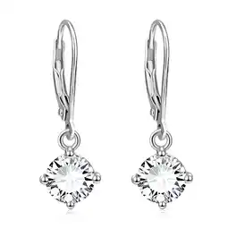 Walmart 18K White Gold Crystal Leverback Earrings offer