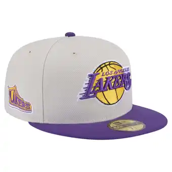 Walmart Men's Los Angeles Lakers New Era Stone Victory Grove Vintage Sidepatch Sneaker 59FIFTY Fitted Hat offer