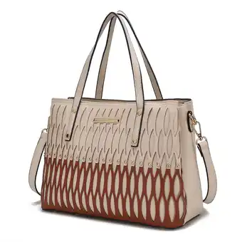 Walmart MKF Collection Quinn Triple Compartments Color Block Tote Women's Handbag by Mia K-Beige offer