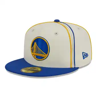 Walmart Men's New Era Cream/Royal Golden State Warriors Piping 2-Tone 59FIFTY Fitted Hat offer