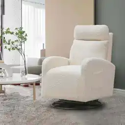 Walmart Muumblus Teddy Swivel Glider Rocking Chair for Baby Nursery, Indoor, White offer