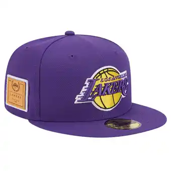 Walmart Men's New Era Purple Los Angeles Lakers Court Sport Leather Applique 59FIFTY Fitted Hat offer