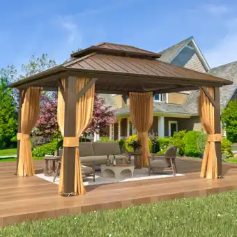 Walmart EROMMY 10'x12' Hardtop Gazebo with Galvanized Steel Double Roof & Aluminum Frame offer