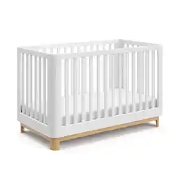 Walmart Storkcraft Santos 3-in-1 Convertible Baby Crib, White with Natural offer