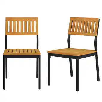 Walmart Costway Dining Chair Set of 2 Modern Patio Chairs/Acacia Wood Backrest, Slanted Seat offer