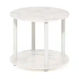 Walmart Turn-N-Tube Simple Design 2-Tier Round Wooden Coffee Table, Marble White offer