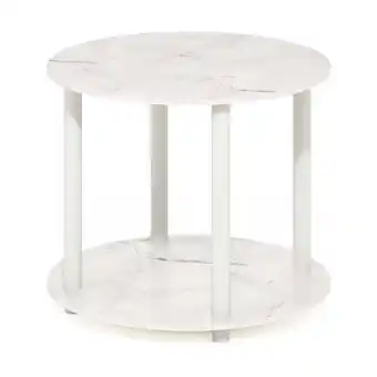 Walmart Turn-N-Tube Simple Design 2-Tier Round Wooden Coffee Table, Marble White offer