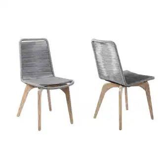 Walmart Island Outdoor Light Eucalyptus Wood and Gray Rope Dining Chairs - Set of 2 offer