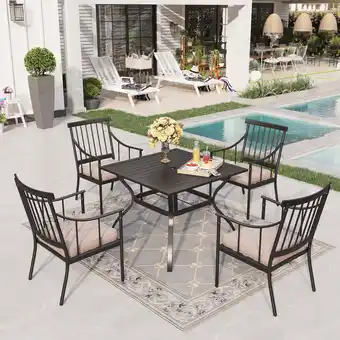 Walmart Sophia&William 5-Piece Outdoor Patio Dining Set Metal Padded Chairs and Table Set offer