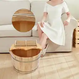 Walmart DENEST Wooden Foot Basin Foot Bath Bucket Foot Massage Barrel with Massage Roller offer