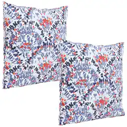 Walmart Sunnydaze 17 x 17 Abstract Red/Blue Polyester Square Outdoor Throw Pillow, 2 Count offer