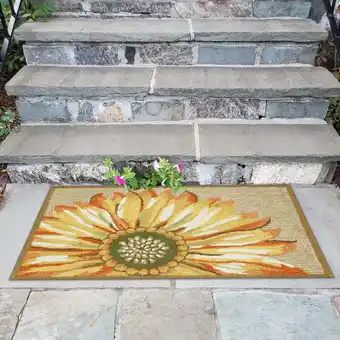 Walmart Liora Manne Frontporch Sunflower Indoor Outdoor Area Rug Yellow offer