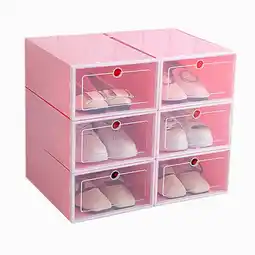 Walmart 6-Piece Candy Color Shoe Box, Transparent Plastic Storage Cabinet Drawer Rectangle Pink offer