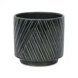 Walmart Parlora Crossed Diagonal Pattern Straight Side Ceramic Pot, Dark Gray - Large offer