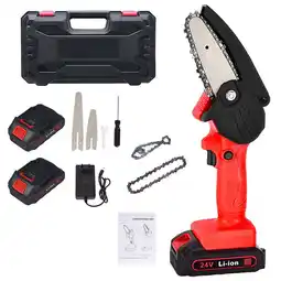 Walmart G PEH 6 Electric Mini Chainsaw 24V Handheld Cordless Wood Cutter w/ 2 Battery 2 Chain offer