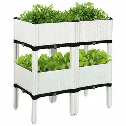 Walmart Costway Set of 4 Raised Garden Bed Elevated Flower Vegetable Herb Grow Planter Box White offer