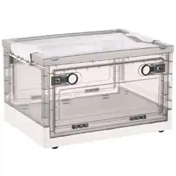 Walmart Storage Bins with Double Side Doors , Clear Boxes Lid Organization Box Wheels White offer